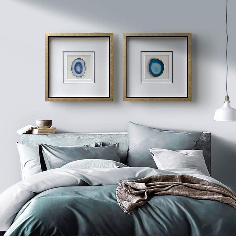 ARTECORS Handmade 15.7"x15.7" Gold Edge Natural Agate Wall Art with Shadow Box Frame Front Glass for Living Room Bedroom Home Decoration - Image 3
